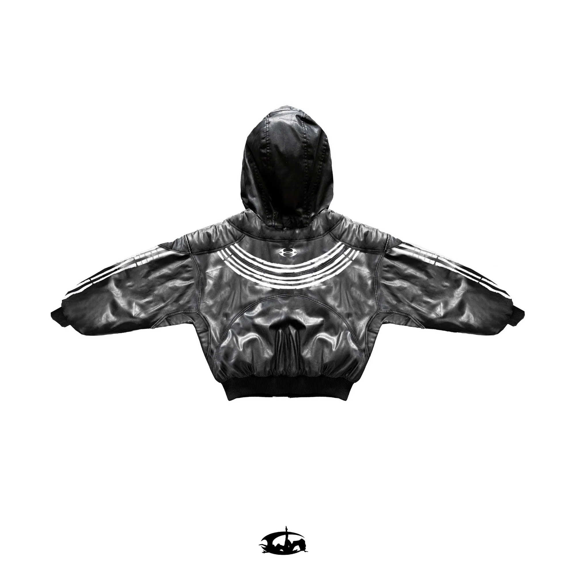 "BBY TECHBOI" 2 LAYER LEATHER SHELL HOODED JACKET - Image 3