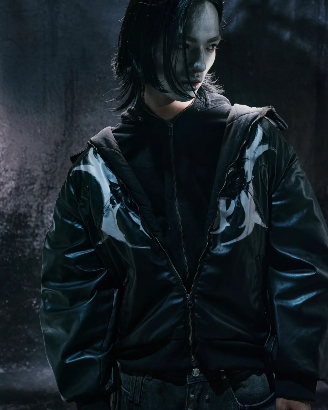 "BBY TECHBOI" 2 LAYER LEATHER SHELL HOODED JACKET - Image 4