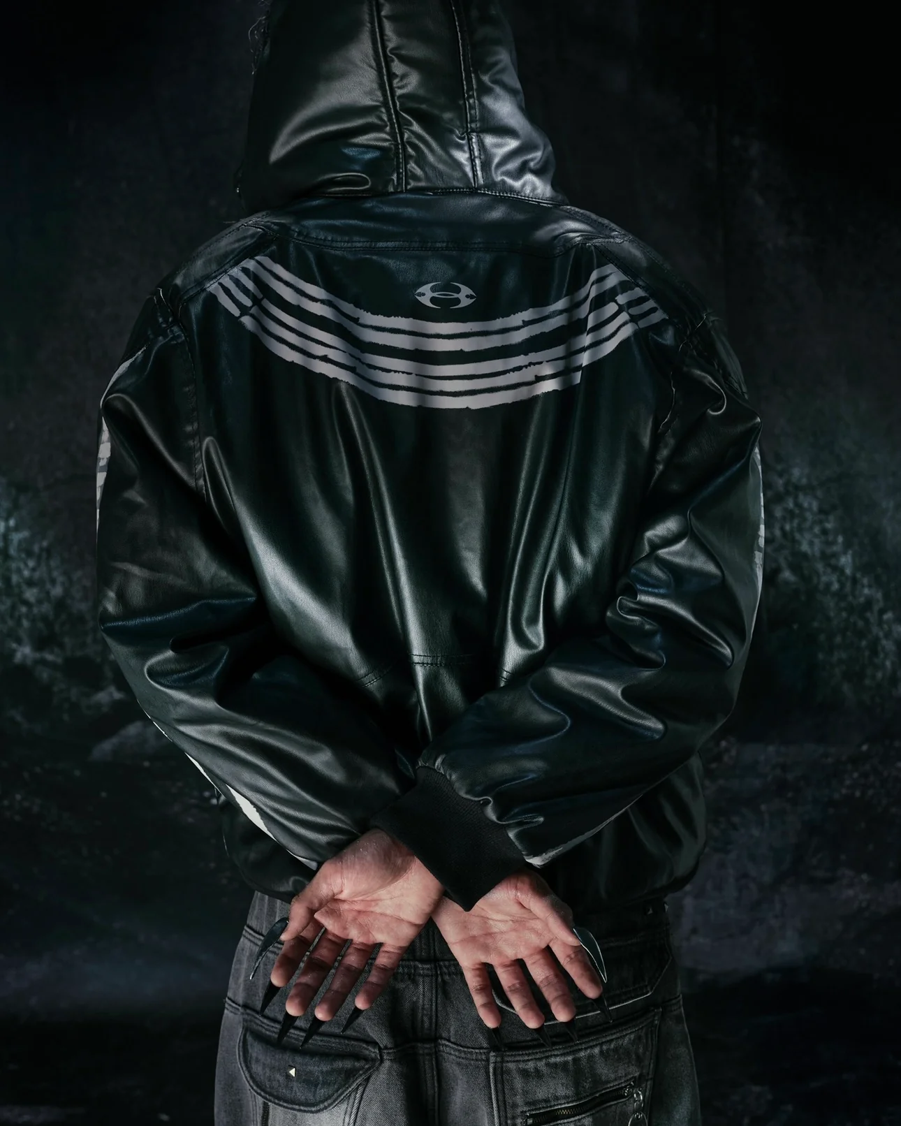 "BBY TECHBOI" 2 LAYER LEATHER SHELL HOODED JACKET - Image 5