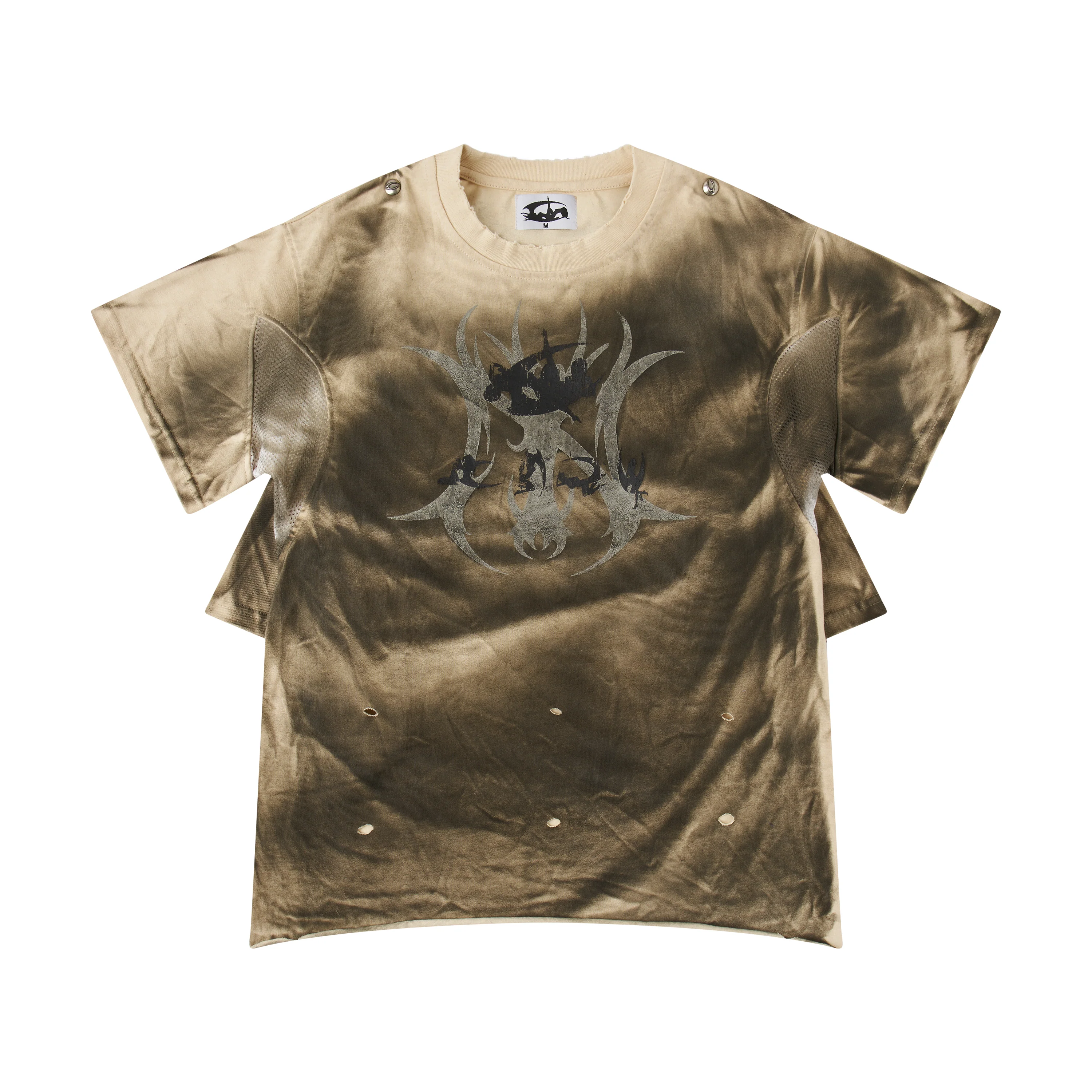 "CHAOS GIRL" WAXED BROWN T SHIRT