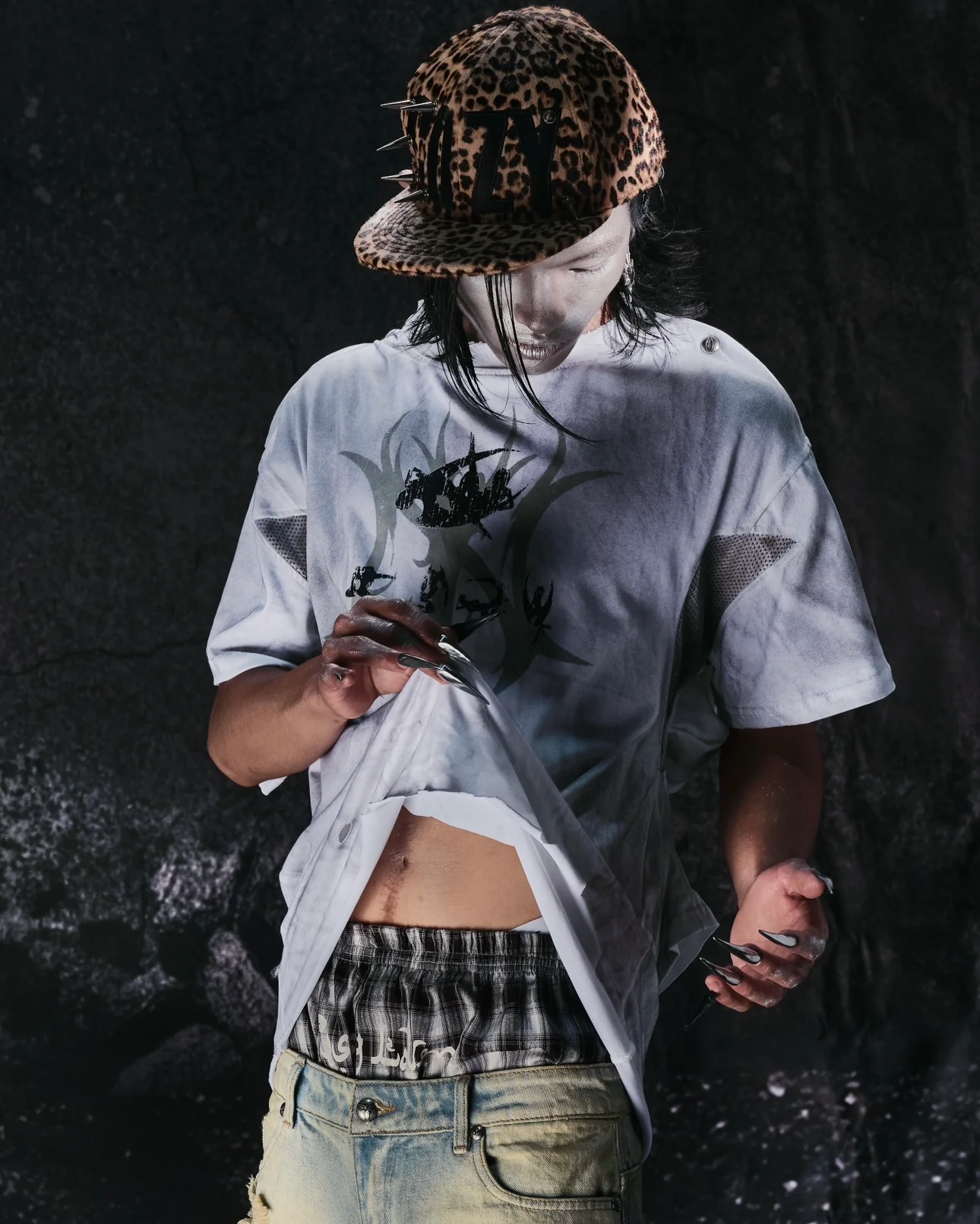 "CHAOS GIRL" WHITE WAXED T SHIRT - Image 6