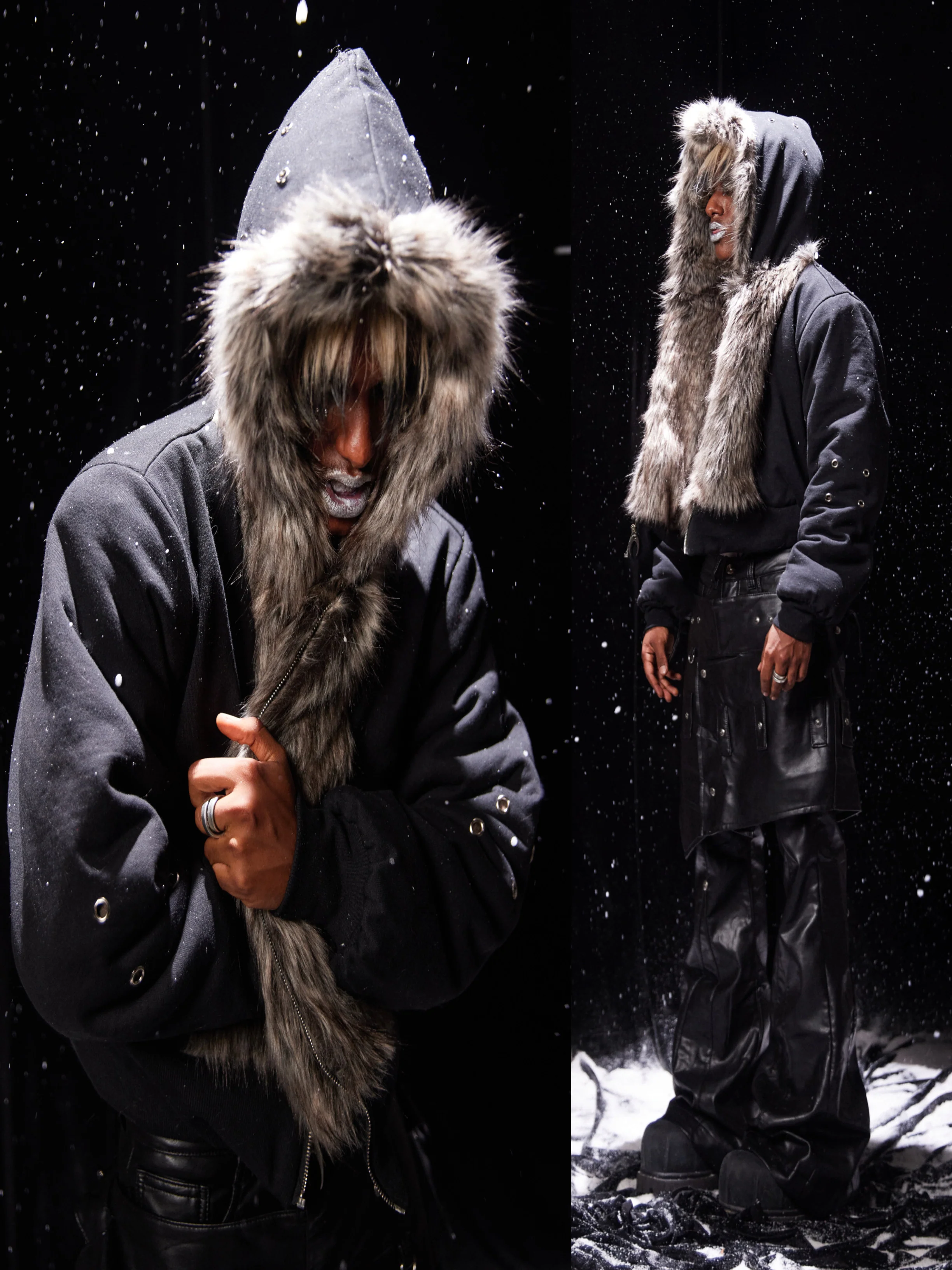 CZ FAUX FUR REVERSIBLE CROPPED JACKET ( BEIGE ) - Image 4