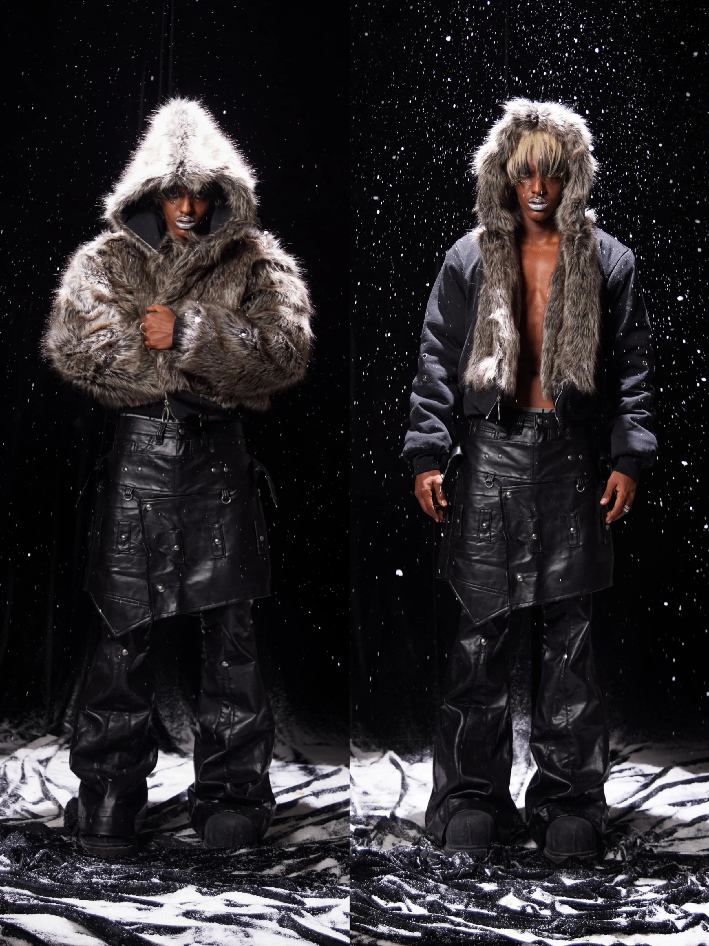 CZ FAUX FUR REVERSIBLE CROPPED JACKET ( BEIGE ) - Image 5