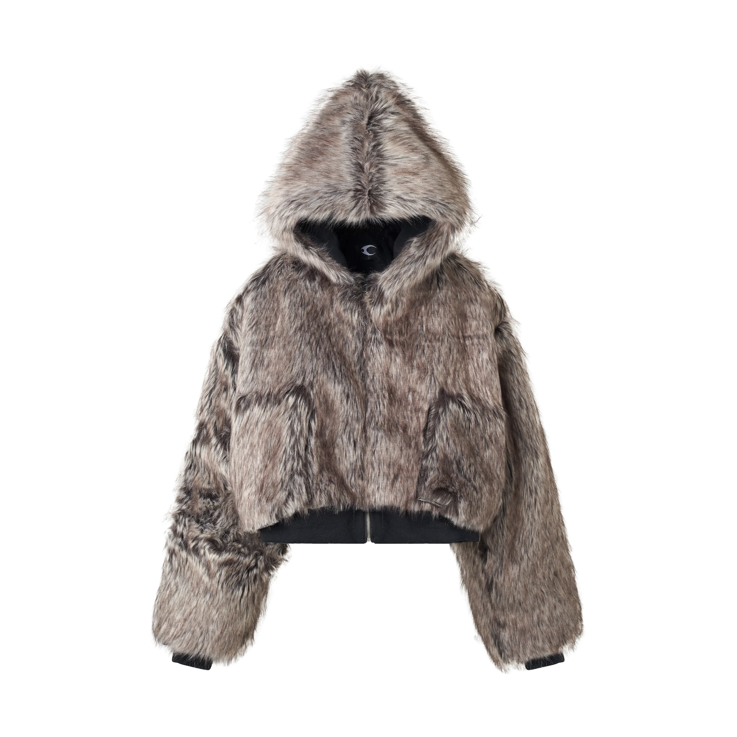 CZ FAUX FUR REVERSIBLE CROPPED JACKET ( BEIGE ) - Image 6