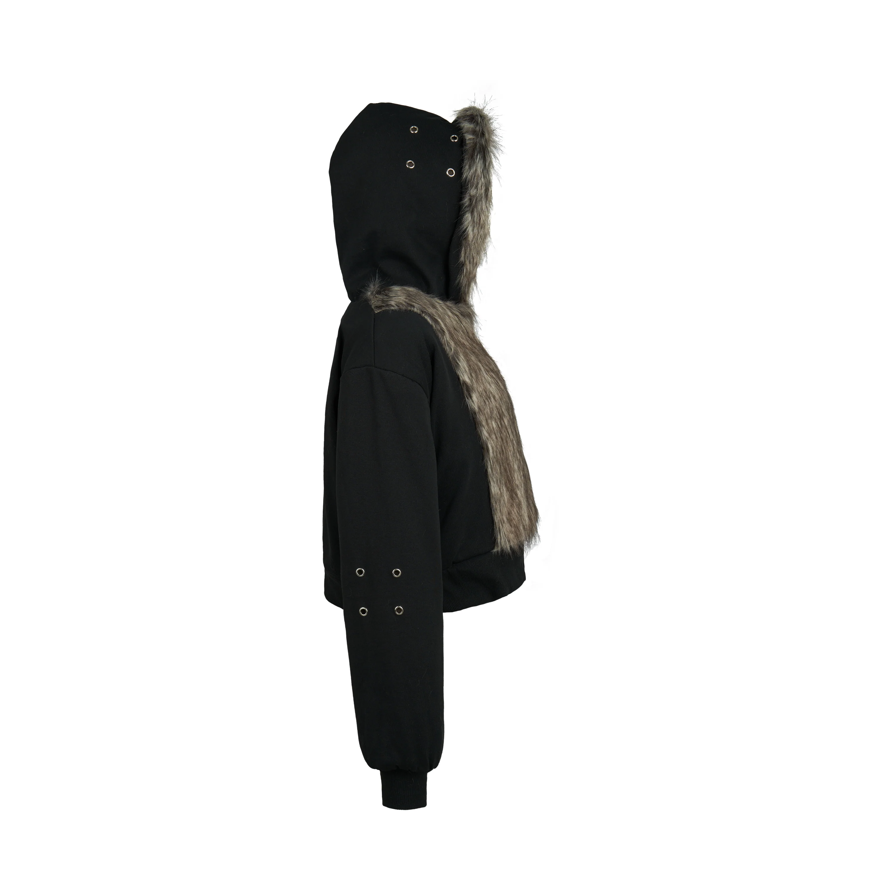 CZ FAUX FUR REVERSIBLE CROPPED JACKET ( BEIGE ) - Image 9