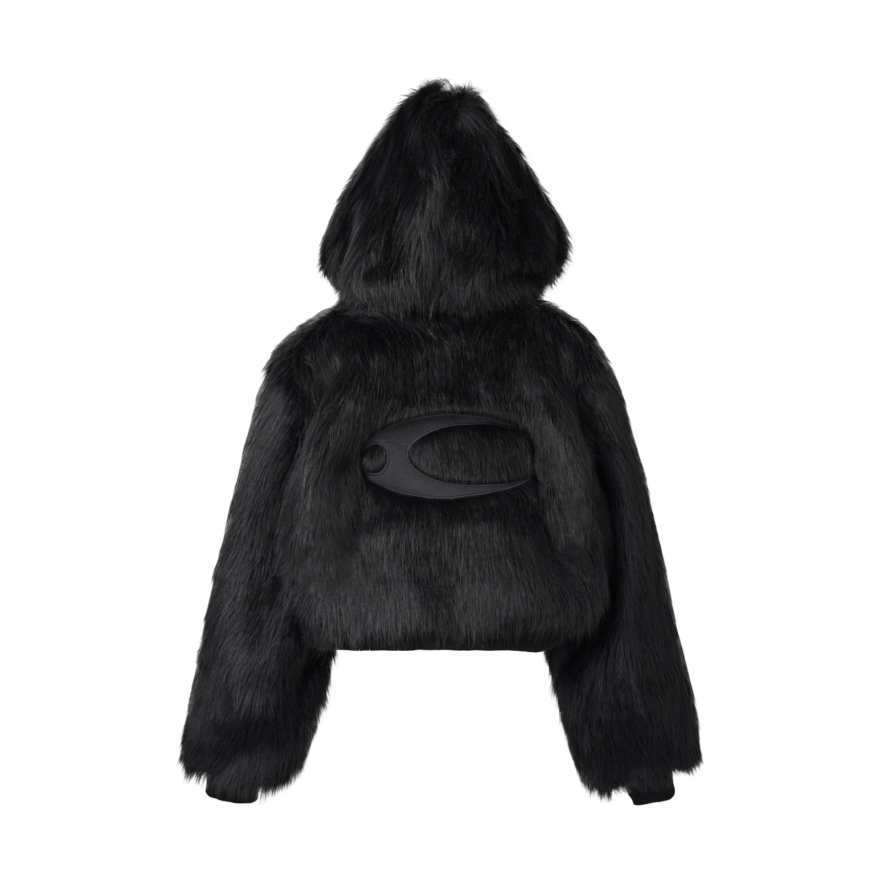 CZ FAUX FUR REVERSIBLE CROPPED JACKET ( BLACK ) - Image 7