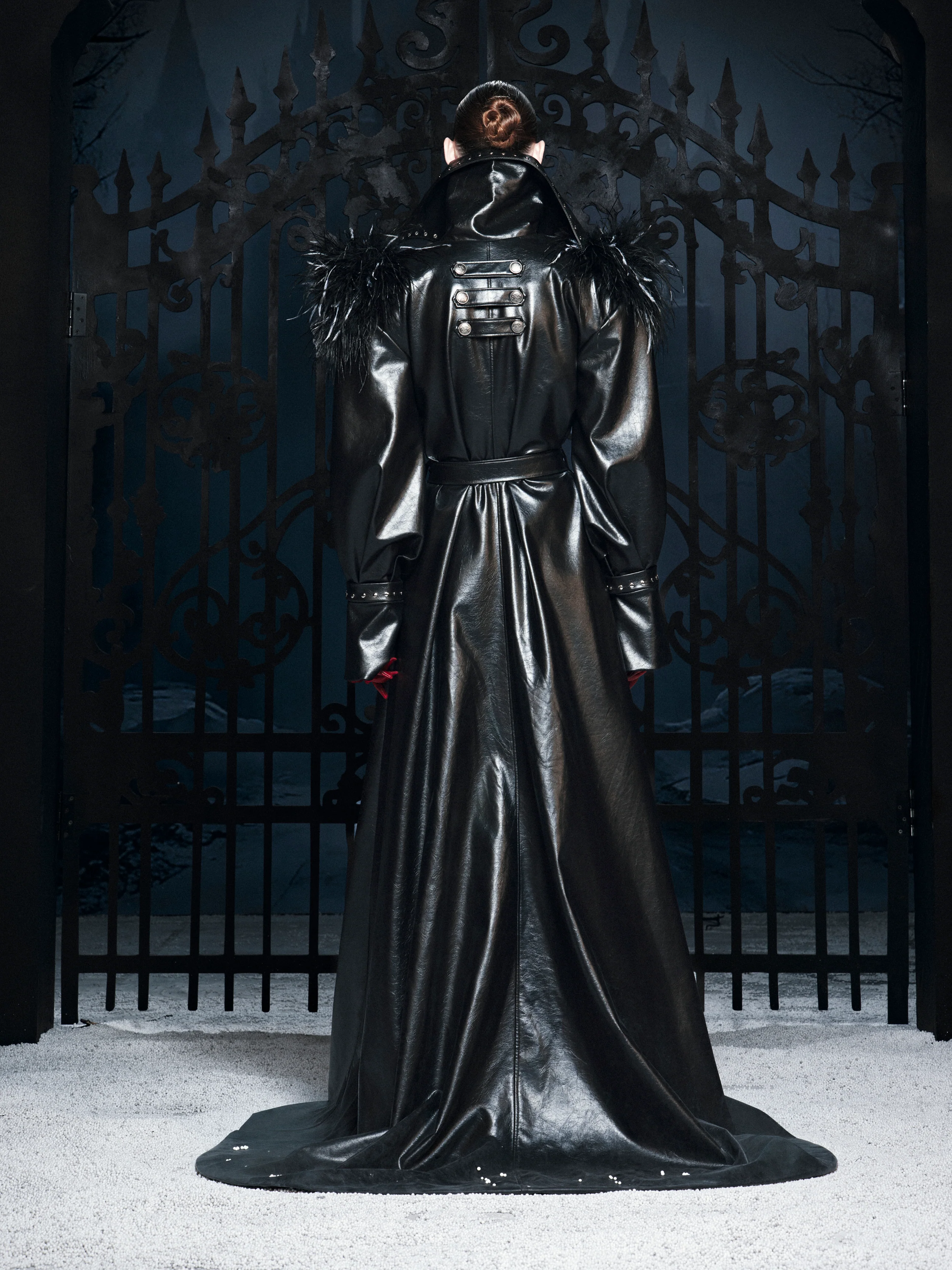 “DARK REQUIEM” Leather Trench Coat - Image 4