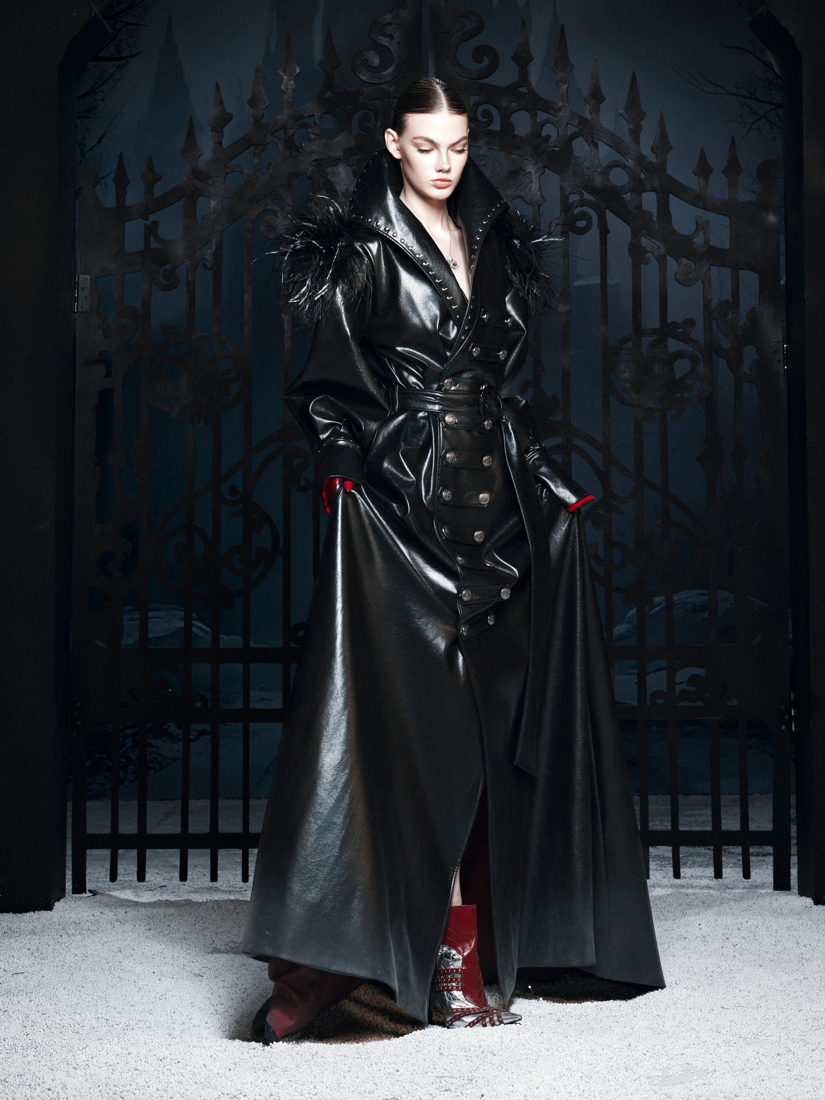 “DARK REQUIEM” Leather Trench Coat - Image 5