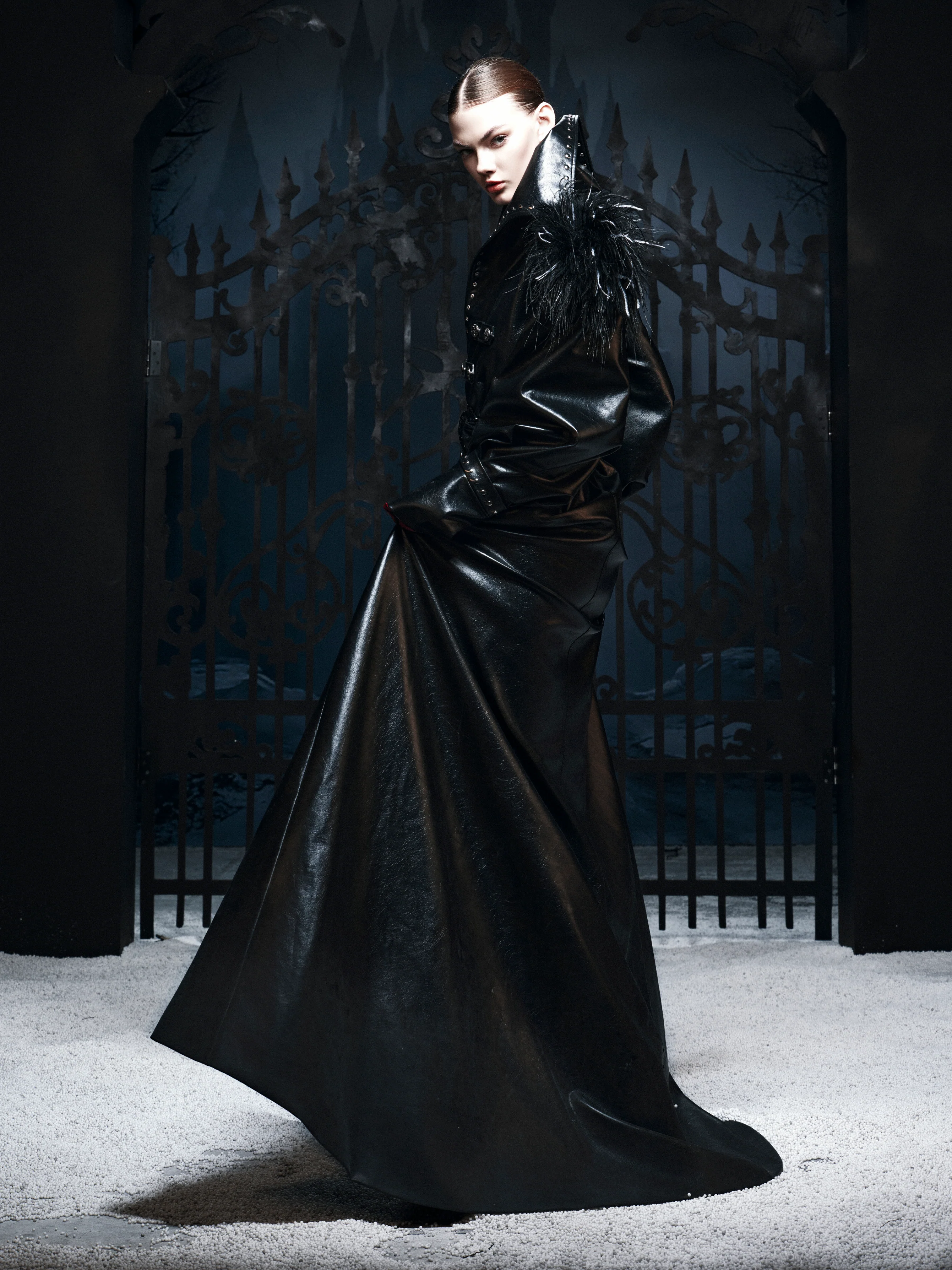 “DARK REQUIEM” Leather Trench Coat - Image 6