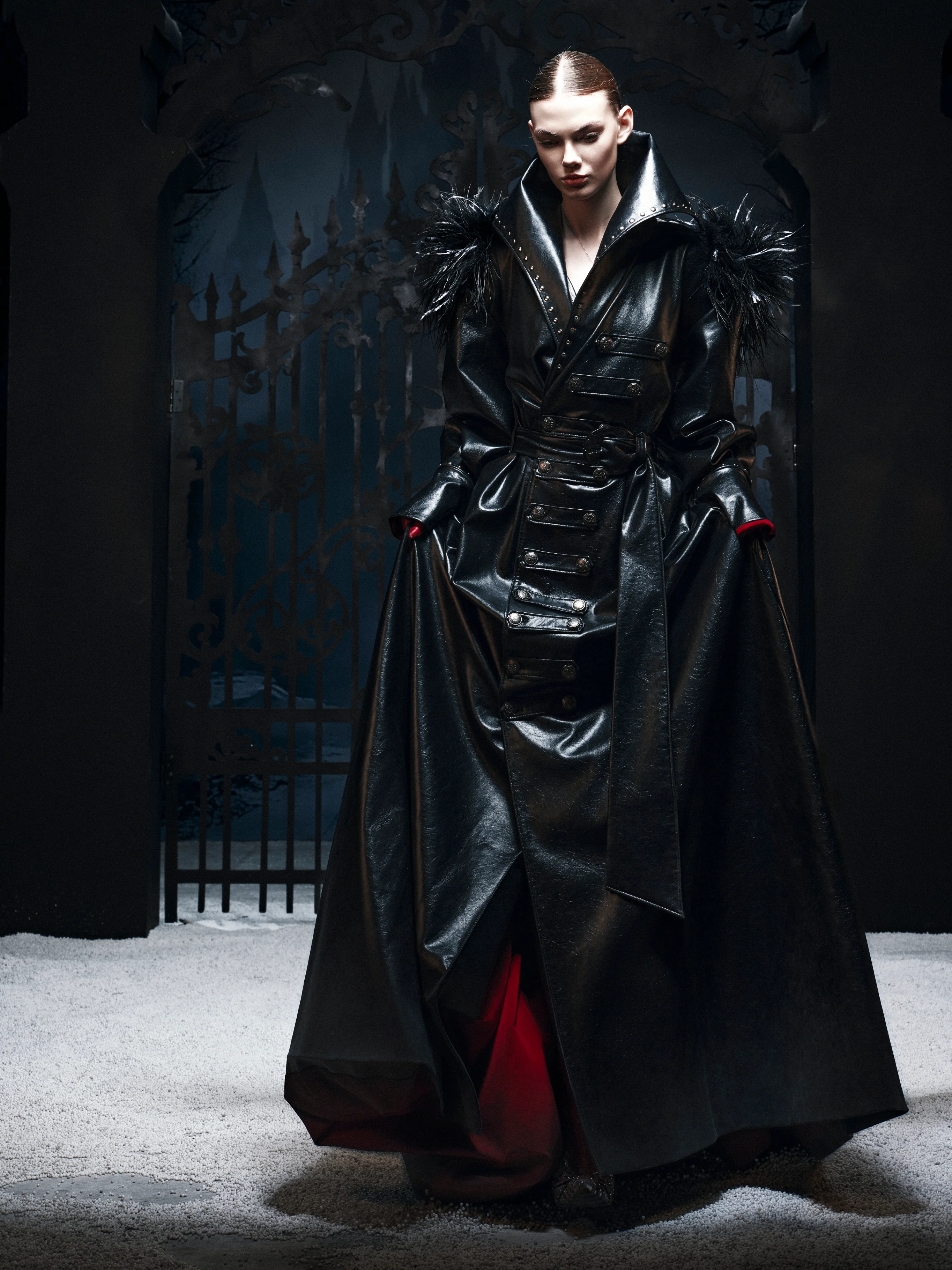 “DARK REQUIEM” Leather Trench Coat - Image 7