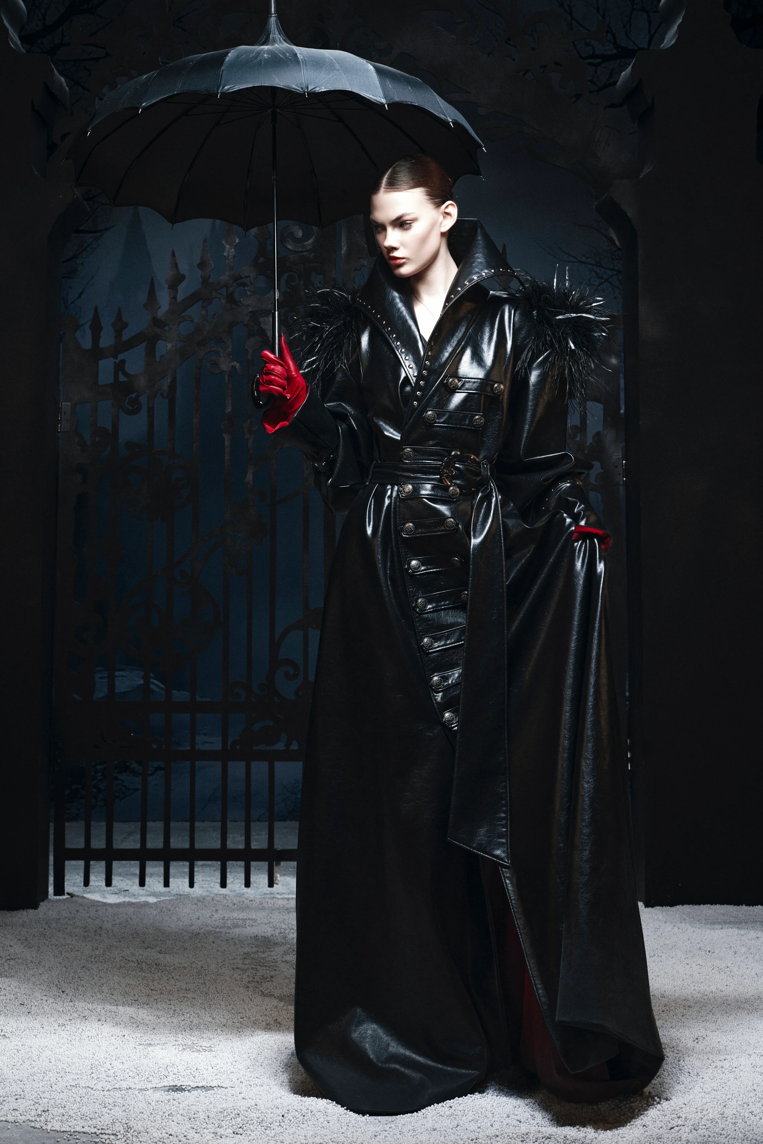 “DARK REQUIEM” Leather Trench Coat - Image 8
