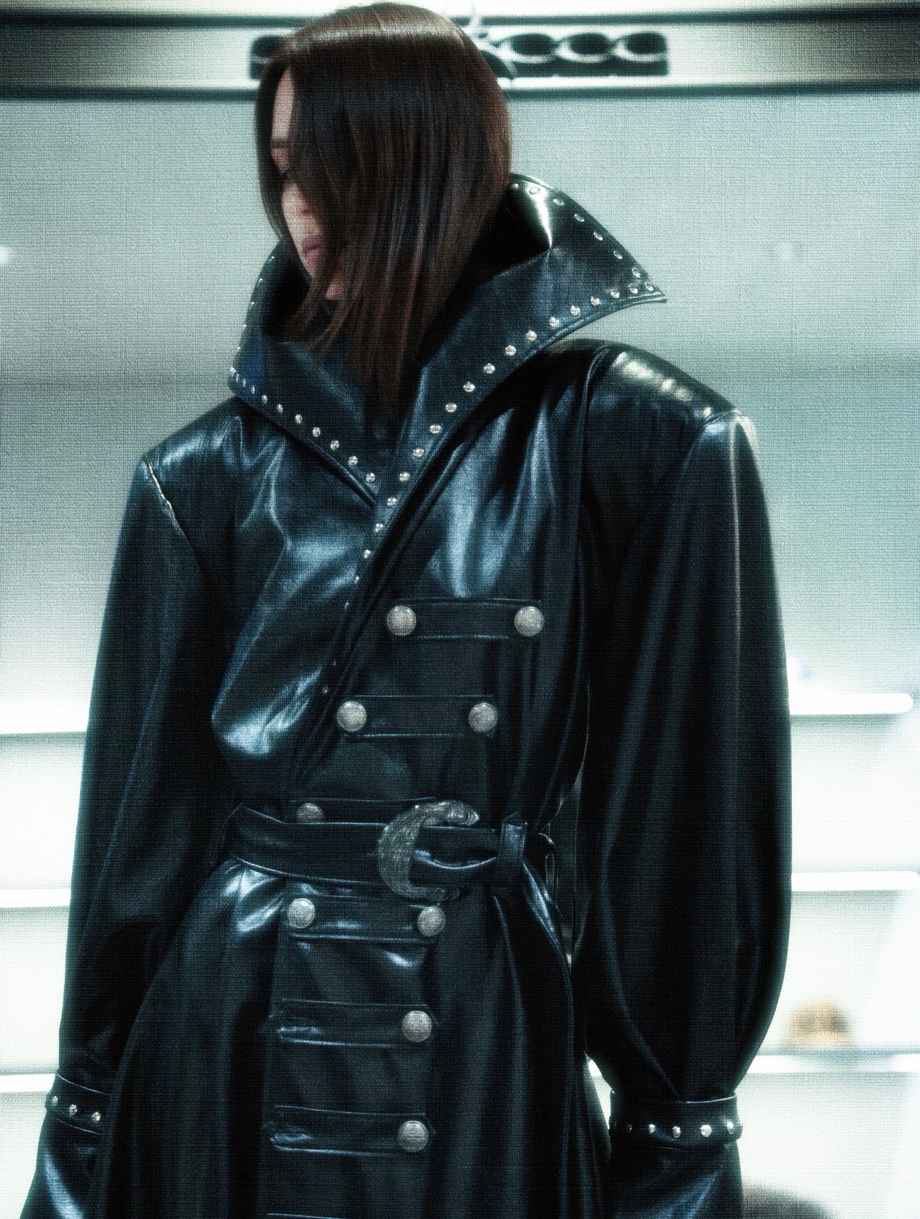 “DARK REQUIEM” Leather Trench Coat - Image 9