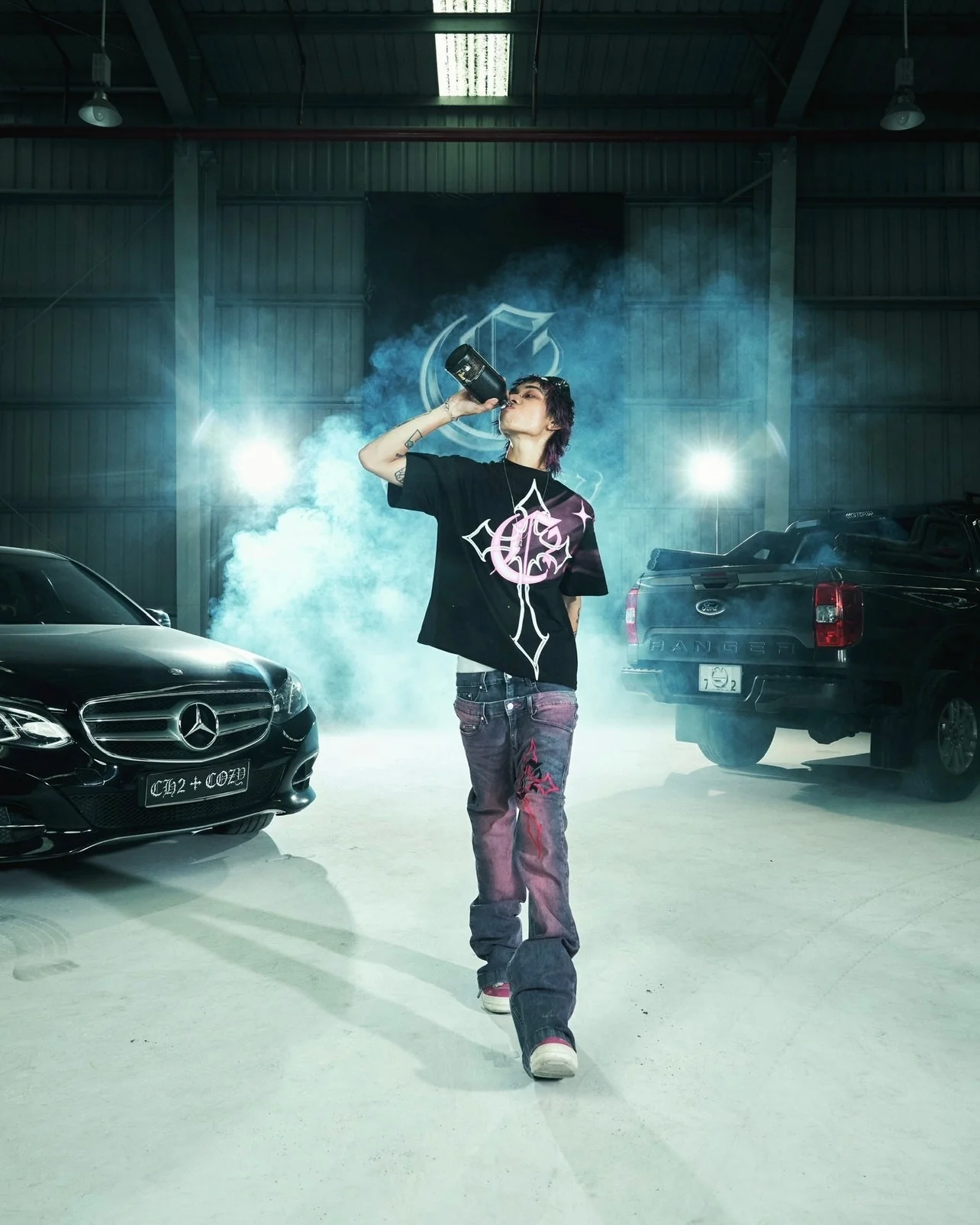 DOUBLE C CROSS PINK FLARE JEANS ( COZY X CH2) - Image 5