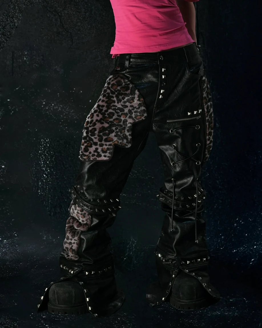 "FLAWLESS" LEOPARD LEATHER PYTHON SKINNY FLARED - Image 4