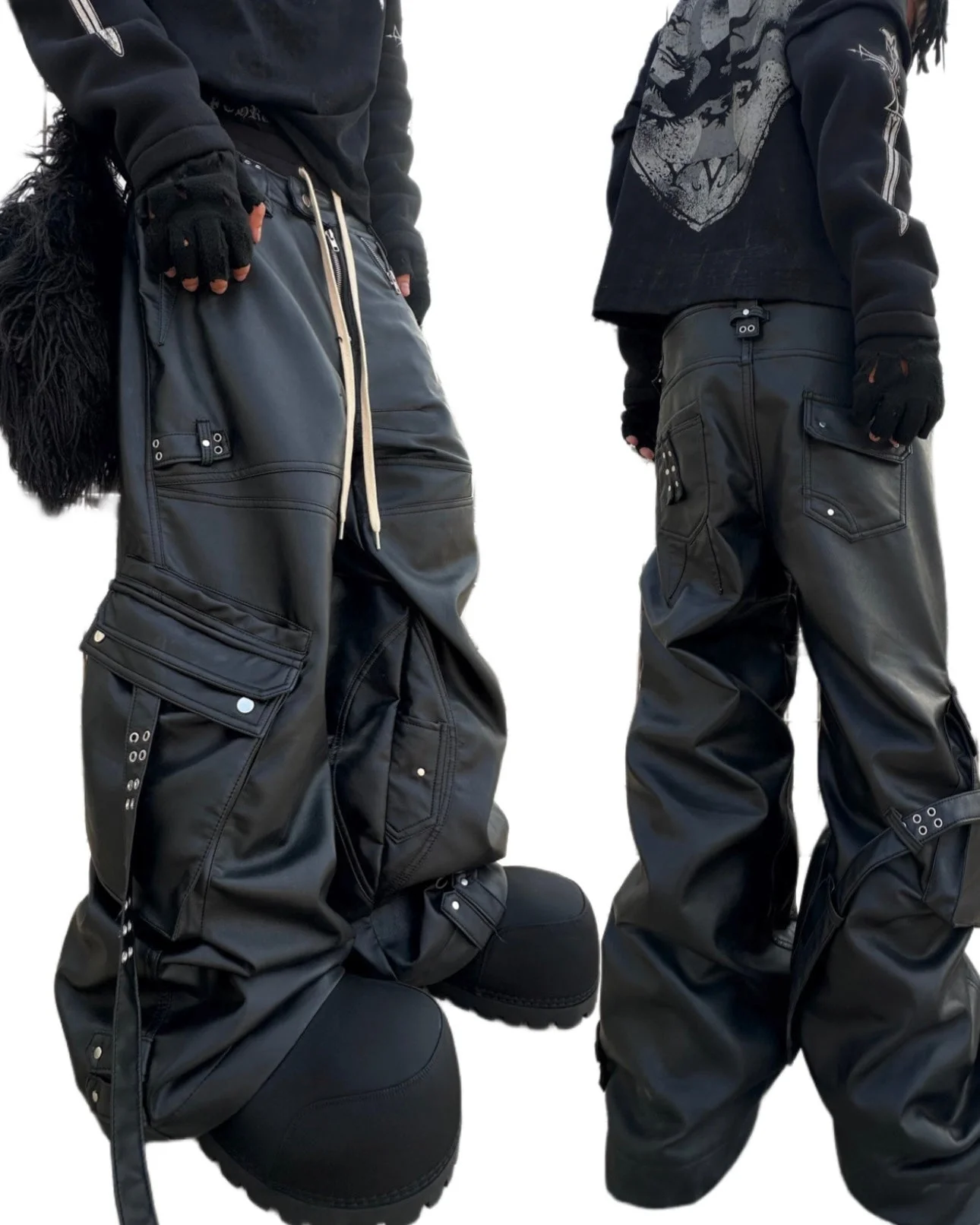 GHIDØRAH CHAØS LEATHER CARGO PANTS - Image 5