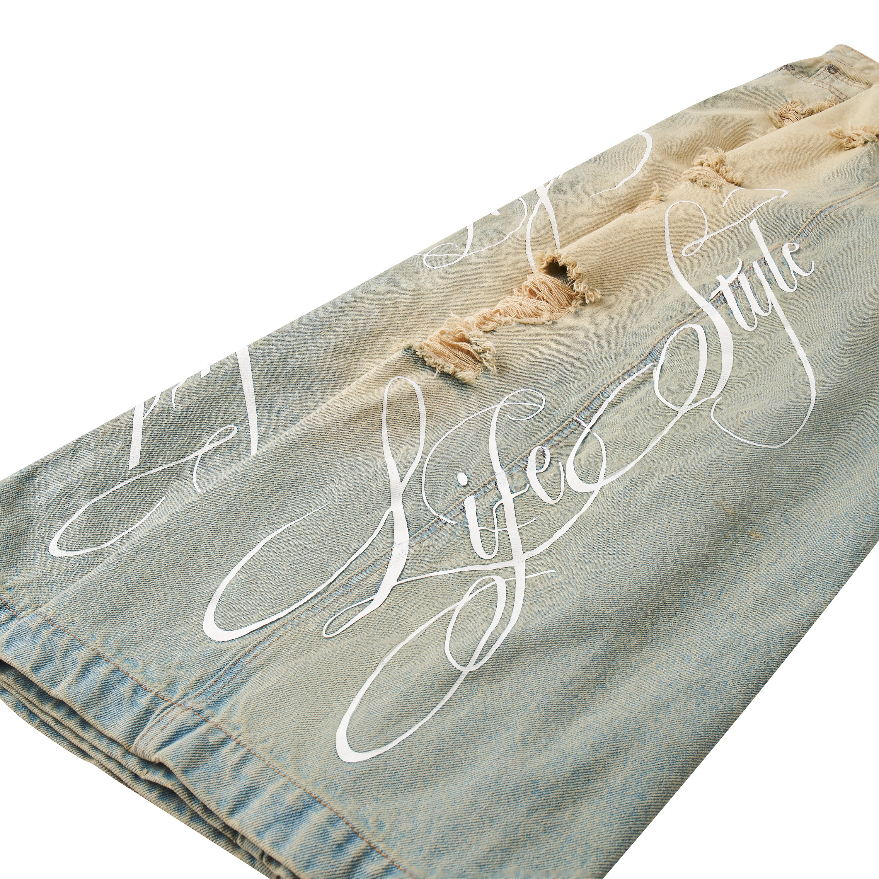 "LIFESTYLE" VINTAGE WAXED BAGGY JEANS - Image 3
