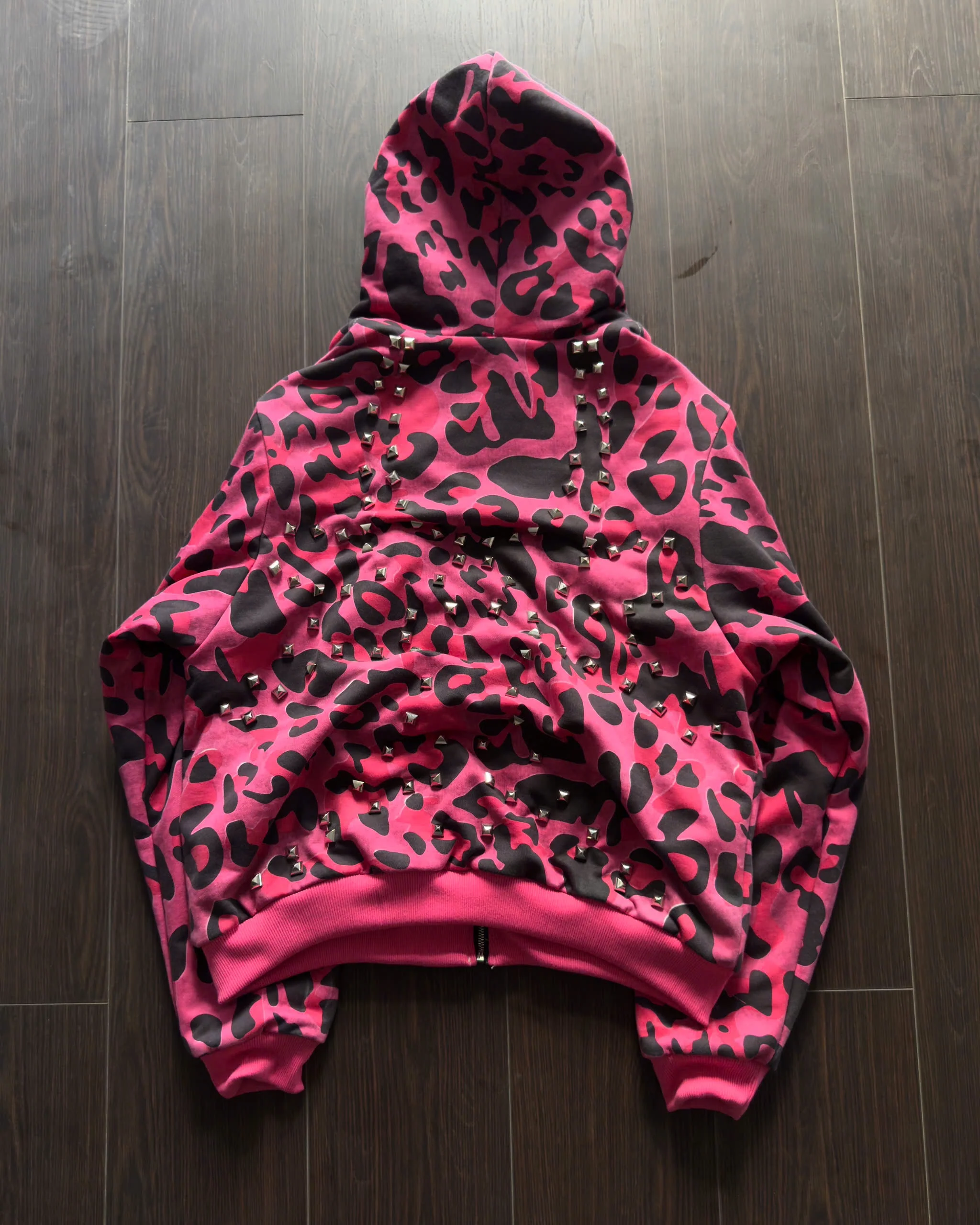 PINK GLAMOUR STUDDED 2SIDES HOODZIP - Image 4