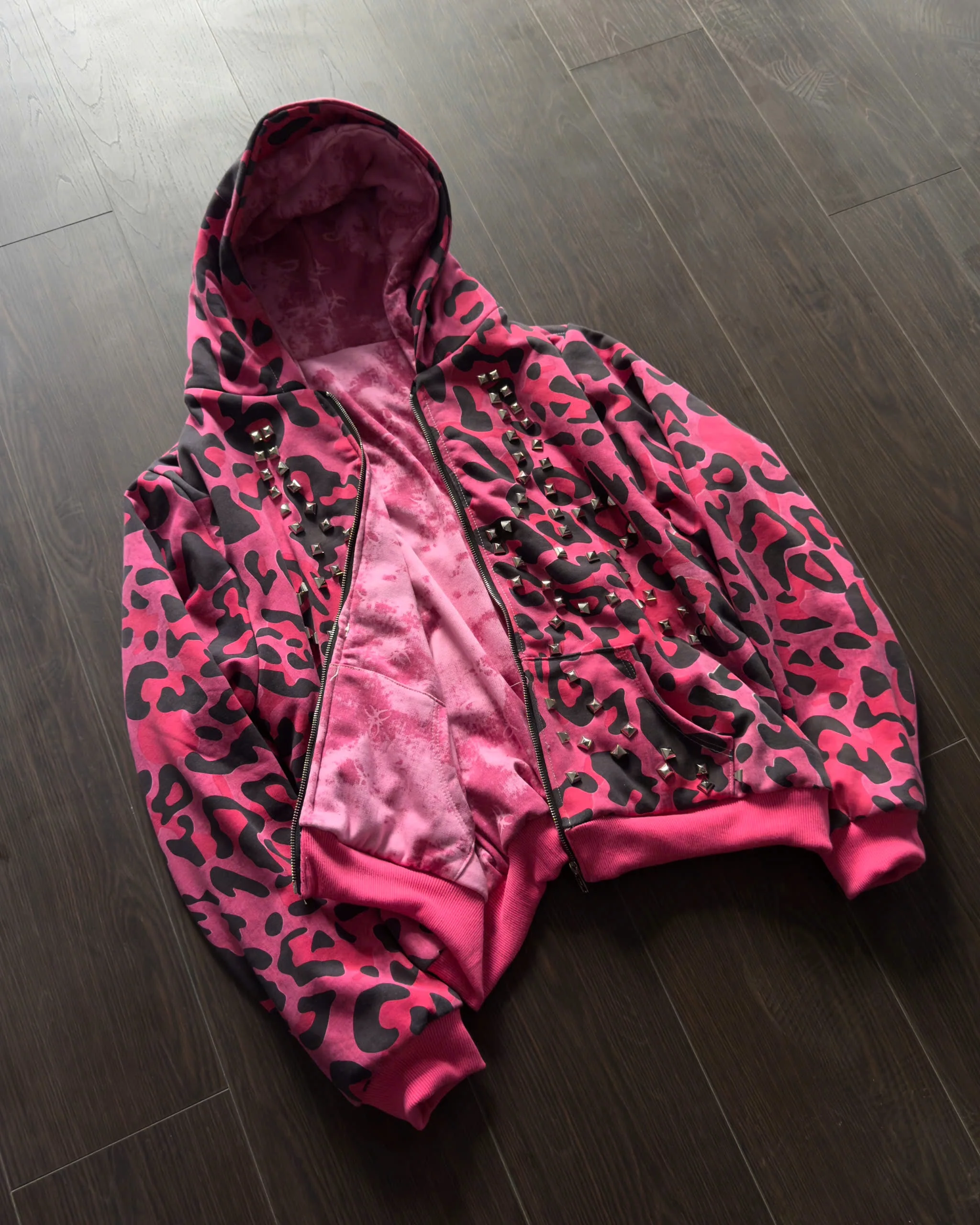 PINK GLAMOUR STUDDED 2SIDES HOODZIP - Image 5