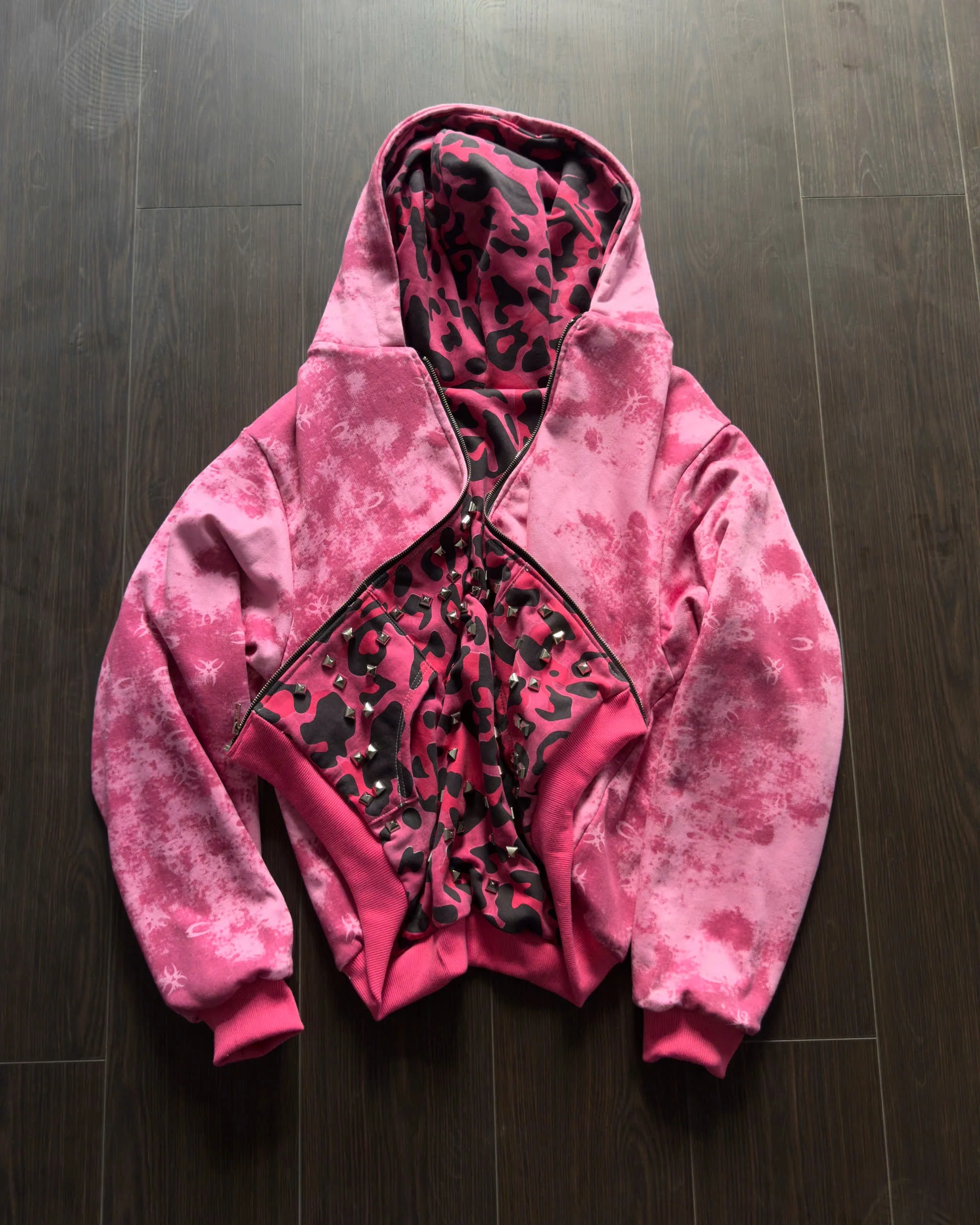 PINK GLAMOUR STUDDED 2SIDES HOODZIP - Image 8