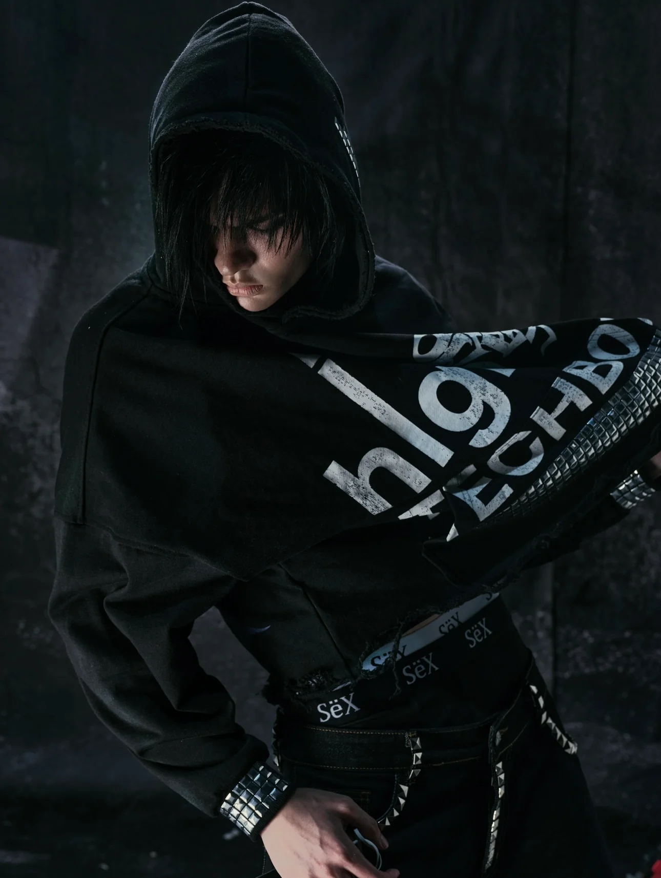 "TECH B0Y" STUDDED HOODIE - Image 10