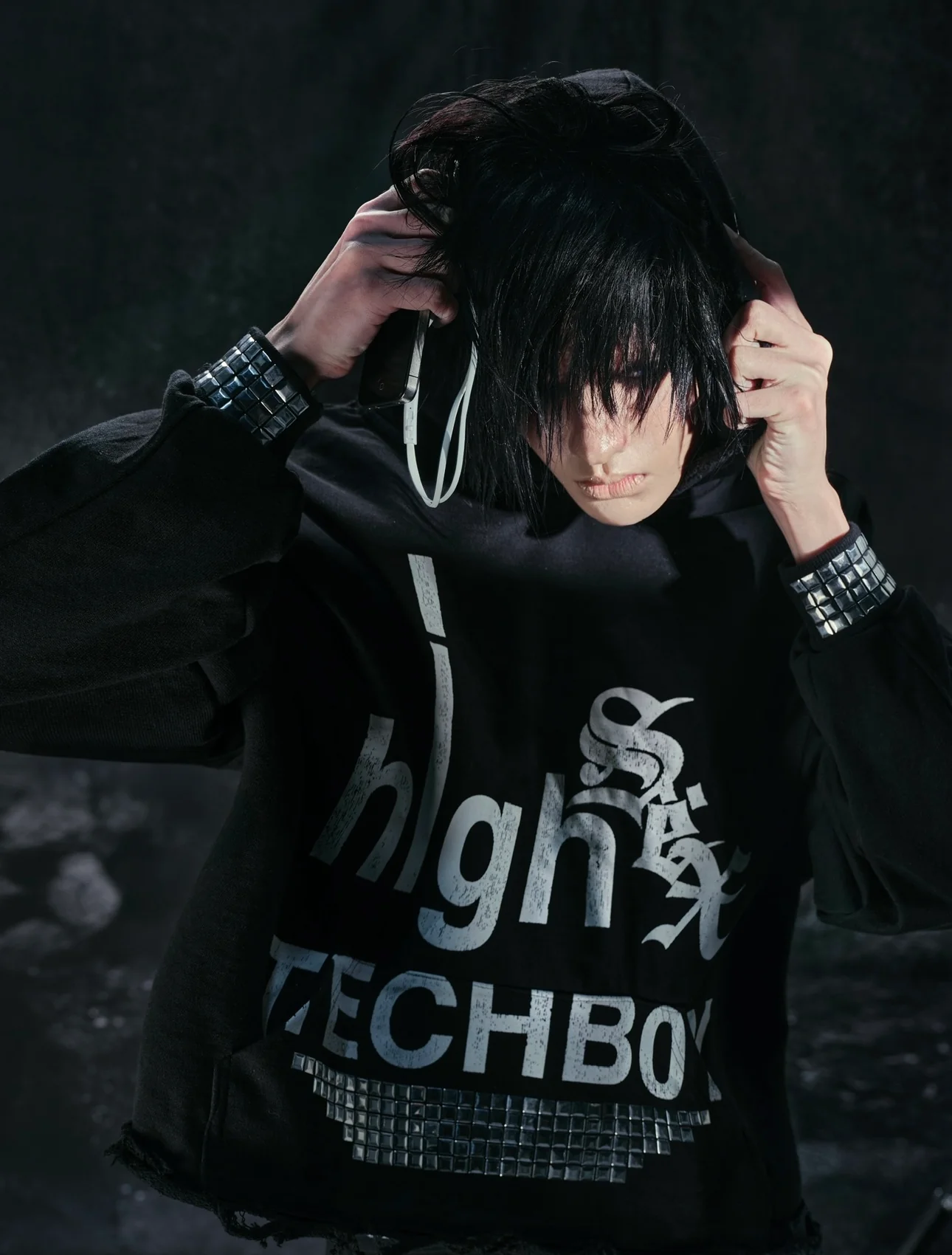 "TECH B0Y" STUDDED HOODIE - Image 5