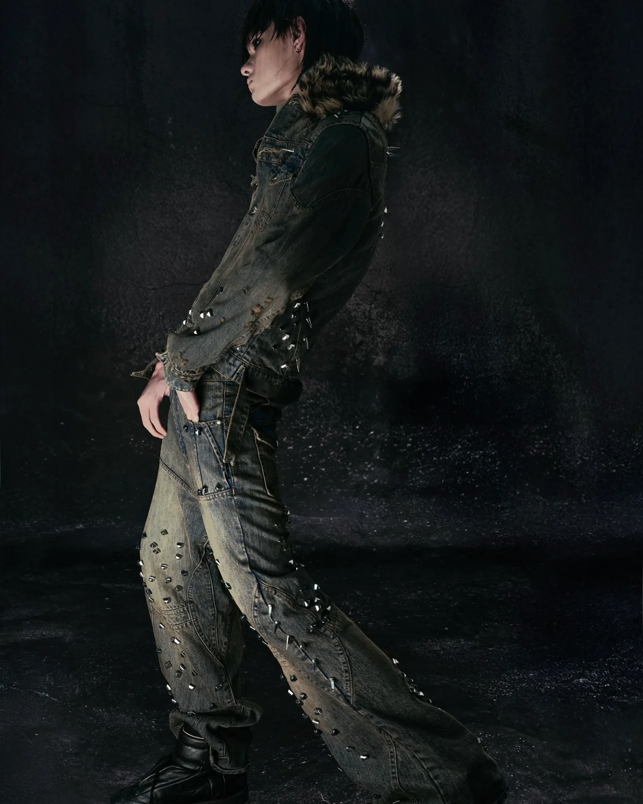 "MORE CHAOS" SPIKED JAPANESE DENIM SET - Image 11